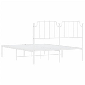 vidaXL Metal Bed Frame with Headboard White 53.1"x74.8"-5