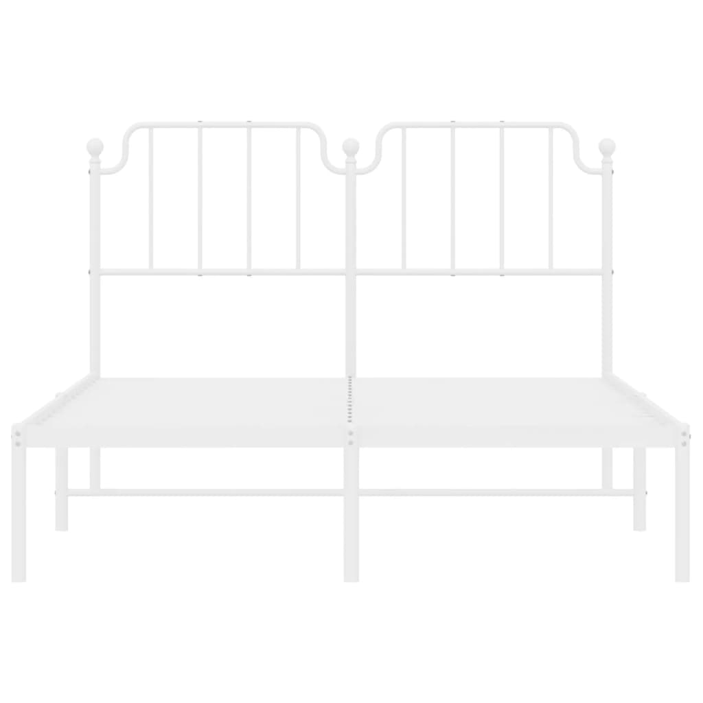 vidaXL Metal Bed Frame with Headboard White 59.1"x78.7"-3