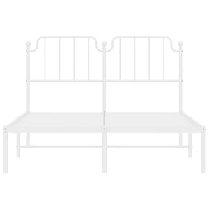 vidaXL Metal Bed Frame with Headboard White 59.1"x78.7"-3