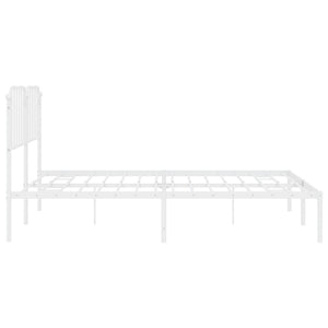 vidaXL Metal Bed Frame with Headboard White 76"x79.9" King-4