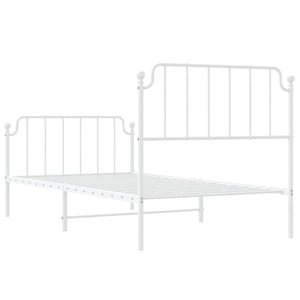 vidaXL Metal Bed Frame with Headboard and Footboard White 39.4"x74.8" Twin-5