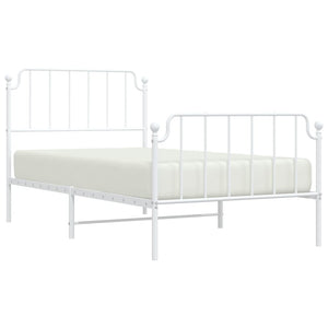 vidaXL Metal Bed Frame with Headboard and Footboard White 39.4"x78.7"-1