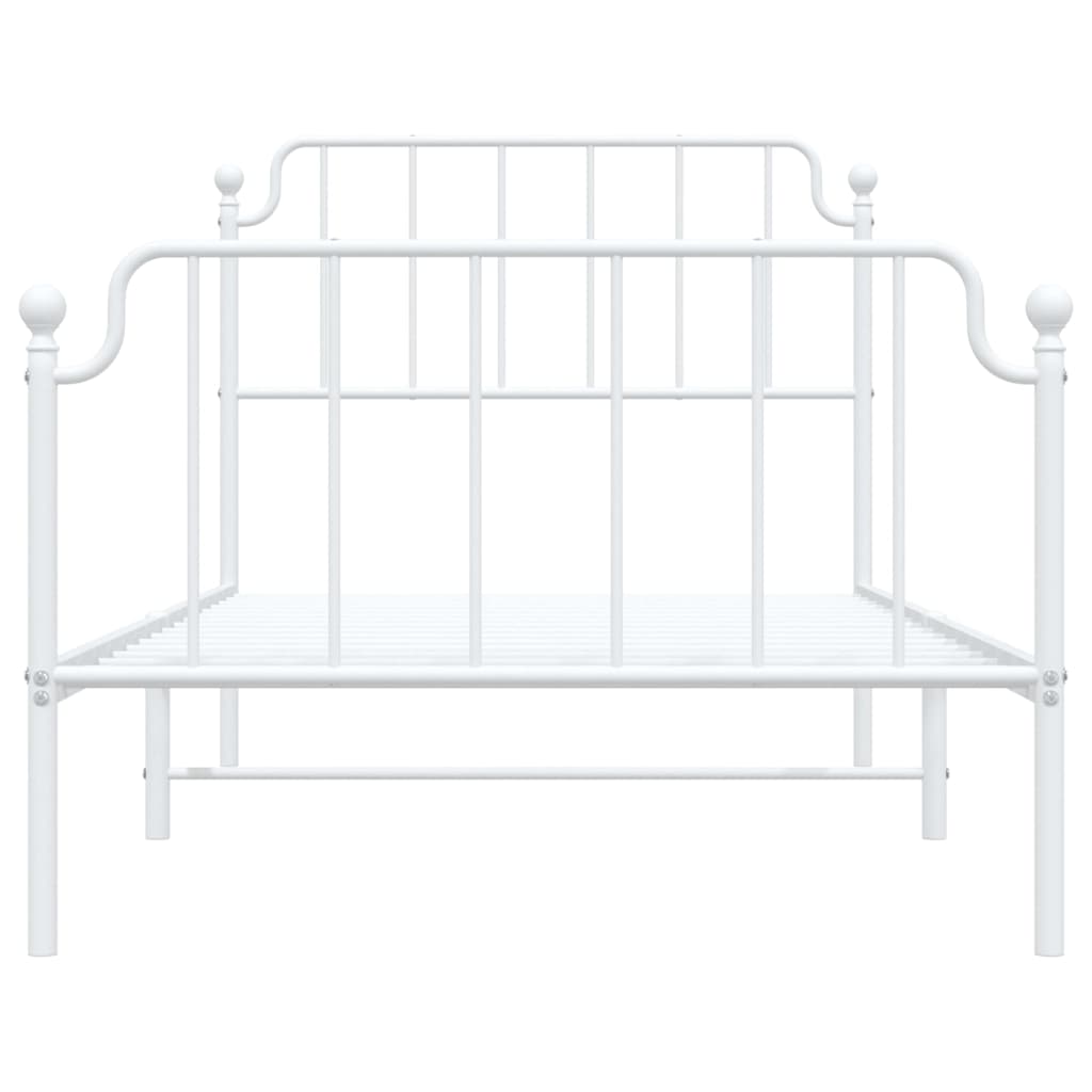 vidaXL Metal Bed Frame with Headboard and Footboard White 39.4"x78.7"-3