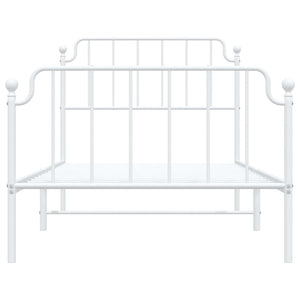 vidaXL Metal Bed Frame with Headboard and Footboard White 39.4"x78.7"-3