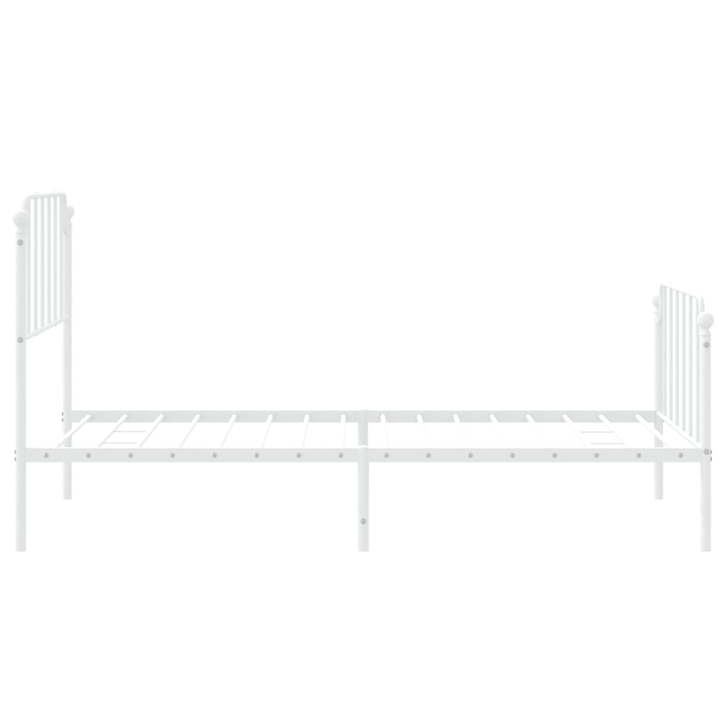 vidaXL Metal Bed Frame with Headboard and Footboard White 39.4"x78.7"-4