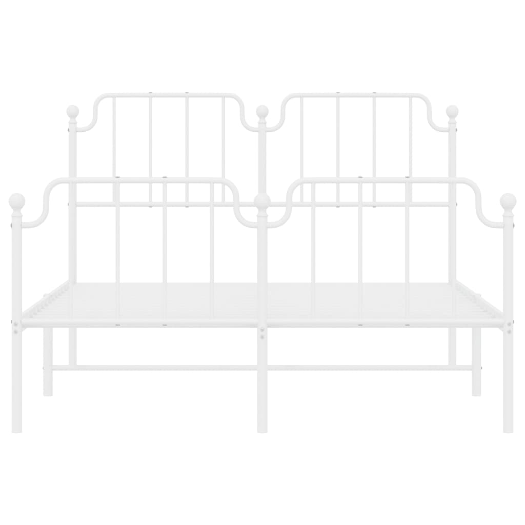 vidaXL Metal Bed Frame with Headboard and Footboard White 53.1"x74.8"-3