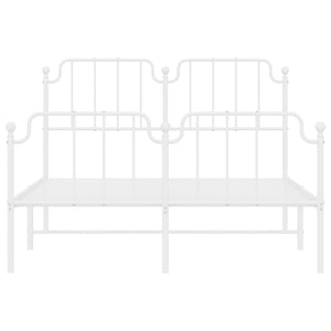 vidaXL Metal Bed Frame with Headboard and Footboard White 53.1"x74.8"-3