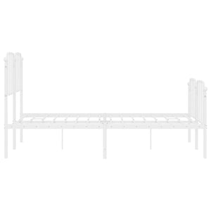 vidaXL Metal Bed Frame with Headboard and Footboard White 53.1"x74.8"-4