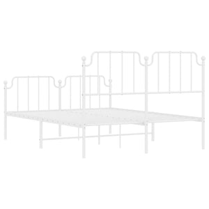 vidaXL Metal Bed Frame with Headboard and Footboard White 53.1"x74.8"-5