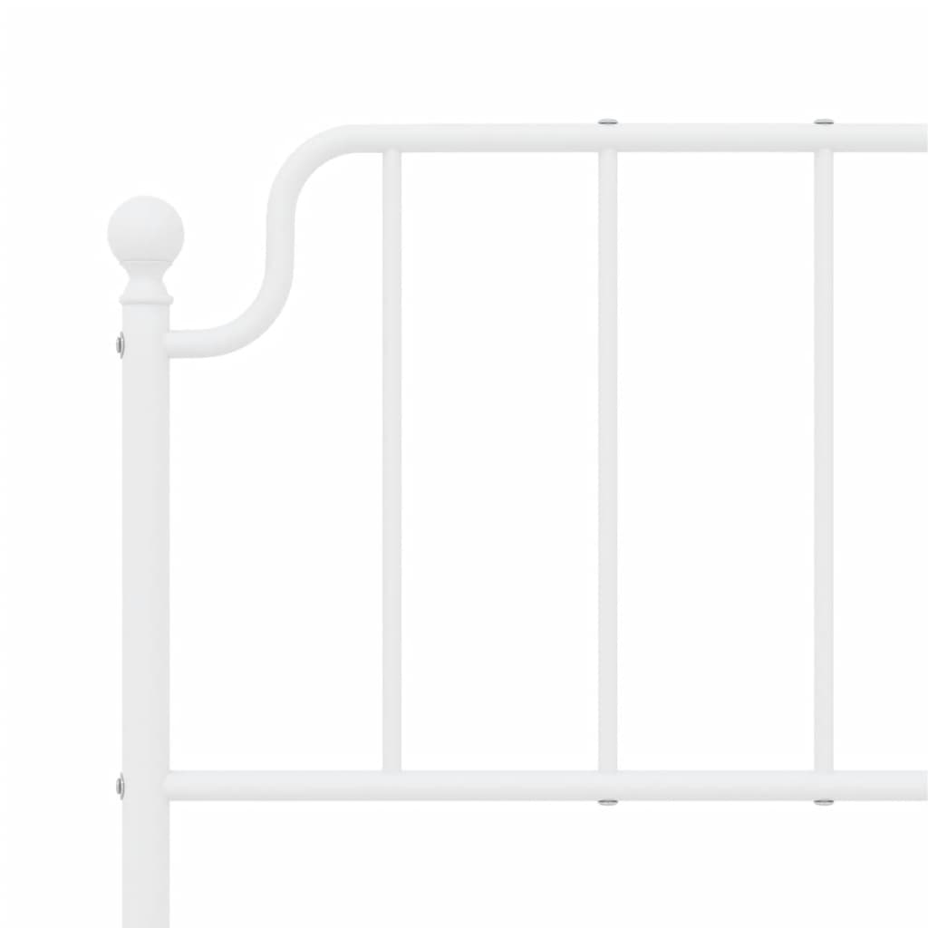 vidaXL Metal Bed Frame with Headboard and Footboard White 53.1"x74.8"-6