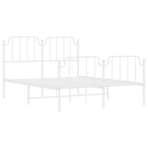 vidaXL Metal Bed Frame with Headboard and Footboard White 59.1"x78.7"-2