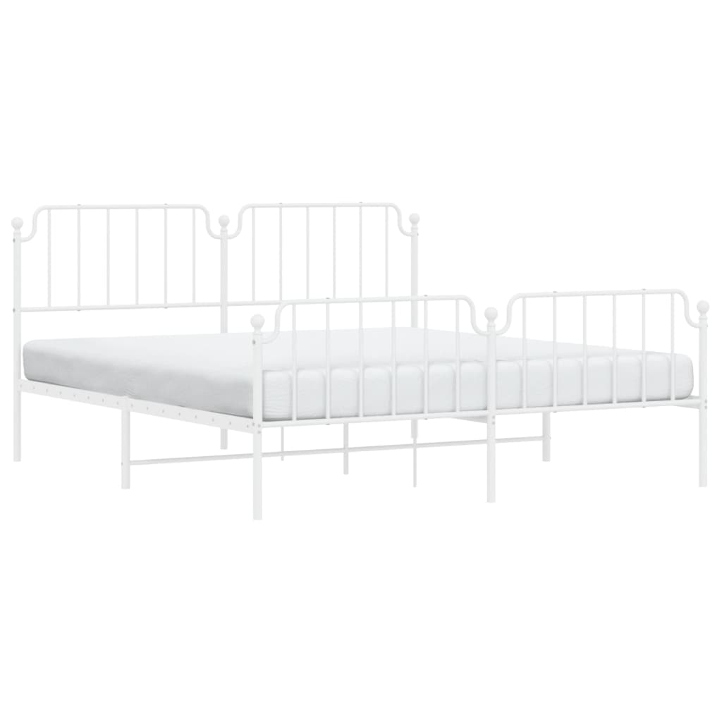 vidaXL Metal Bed Frame with Headboard&Footboard White 72"x83.9" California King-1