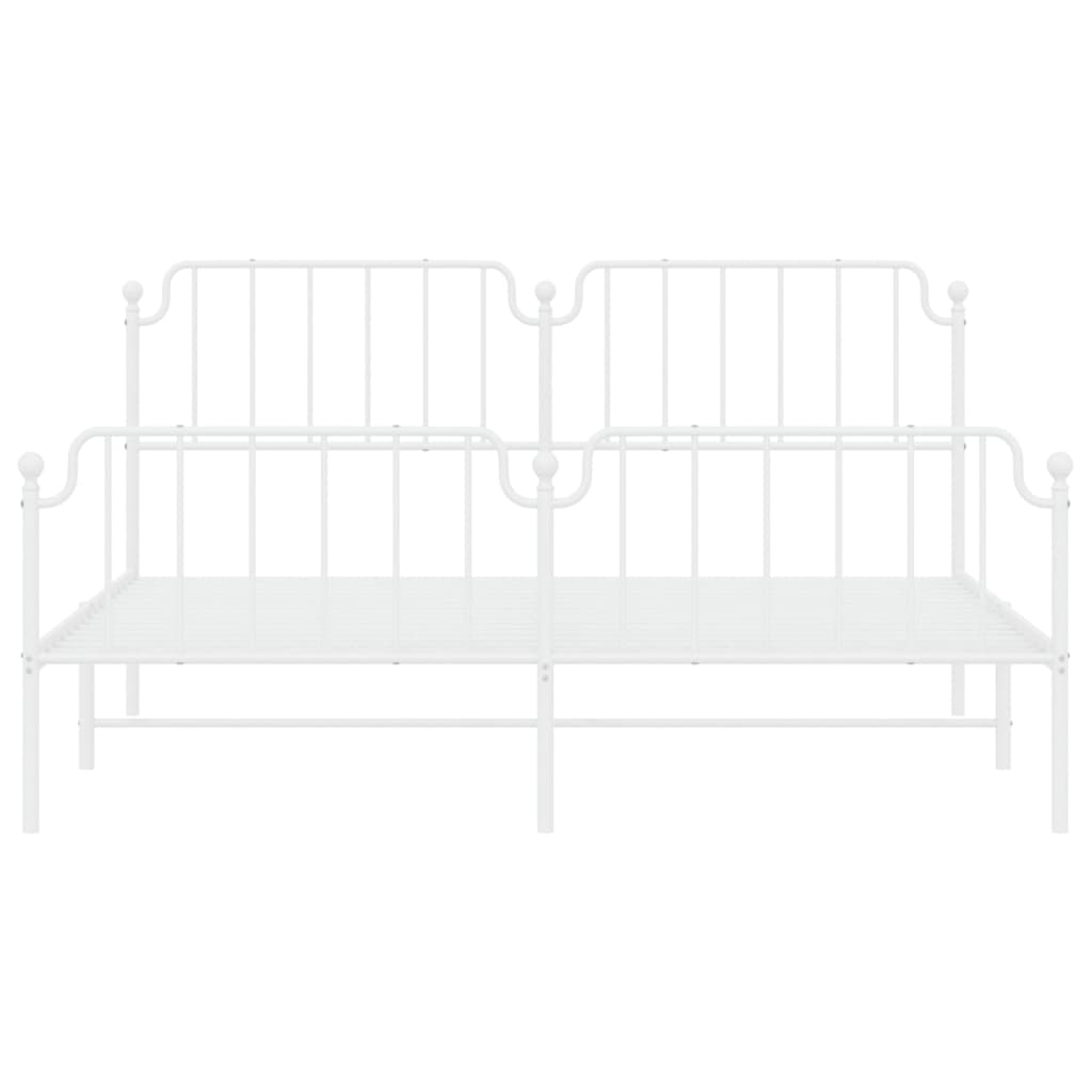 vidaXL Metal Bed Frame with Headboard&Footboard White 72"x83.9" California King-3