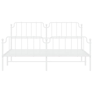 vidaXL Metal Bed Frame with Headboard&Footboard White 72"x83.9" California King-3