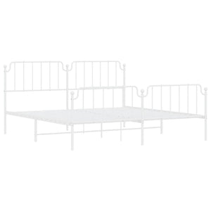 vidaXL Metal Bed Frame with Headboard and Footboard White 76"x79.9" King-2