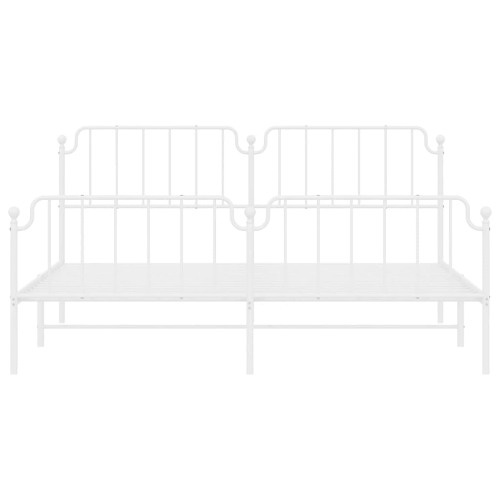 vidaXL Metal Bed Frame with Headboard and Footboard White 76"x79.9" King-3