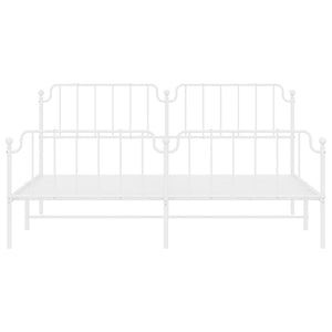 vidaXL Metal Bed Frame with Headboard and Footboard White 76"x79.9" King-3