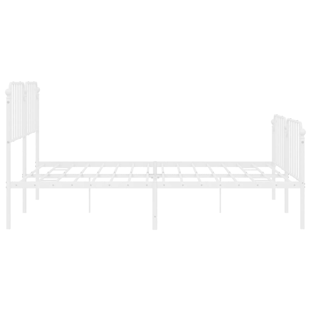 vidaXL Metal Bed Frame with Headboard and Footboard White 76"x79.9" King-4