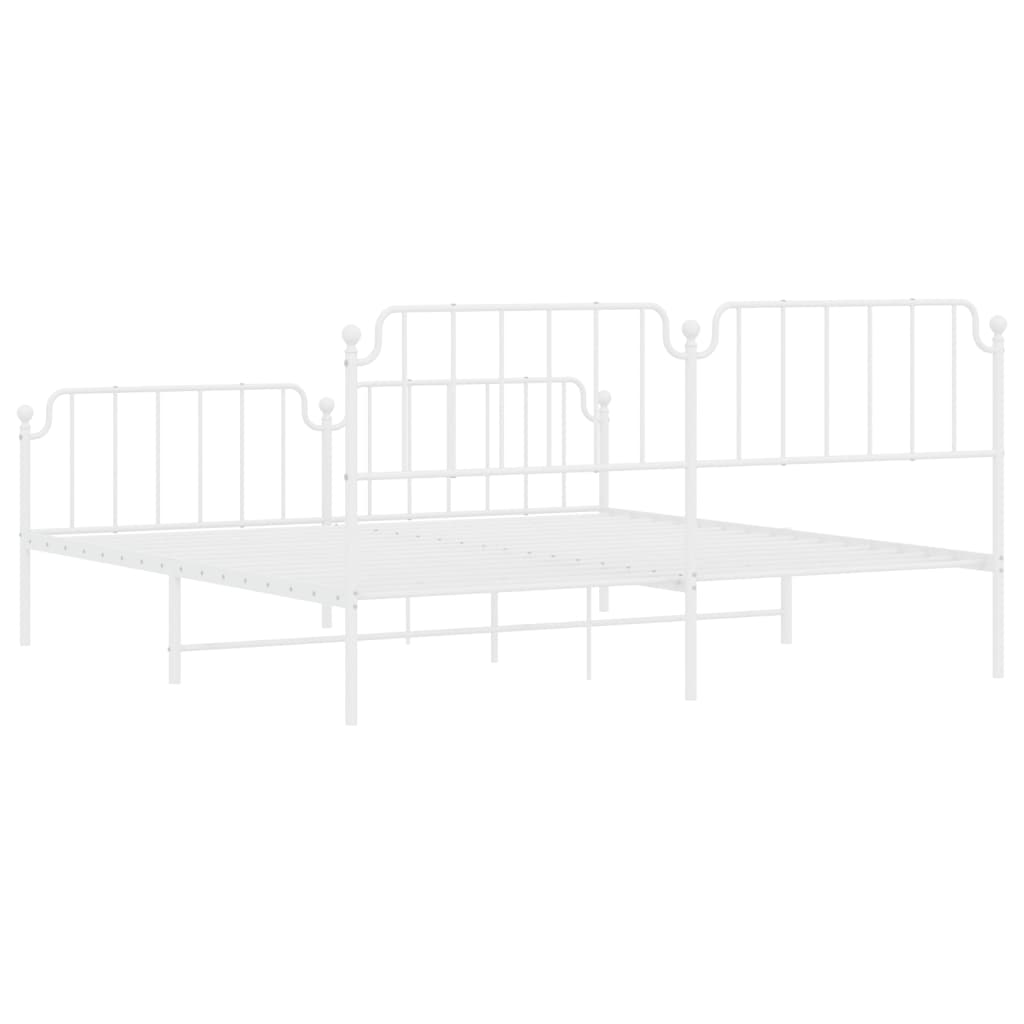 vidaXL Metal Bed Frame with Headboard and Footboard White 76"x79.9" King-5