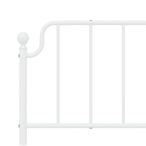 vidaXL Metal Bed Frame with Headboard and Footboard White 76"x79.9" King-6