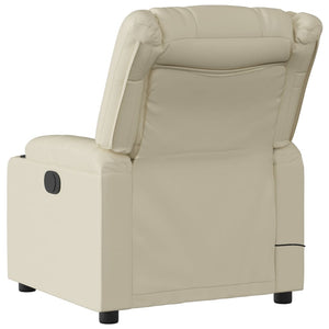 vidaXL Massage Recliner Chair Cream Faux Leather-1