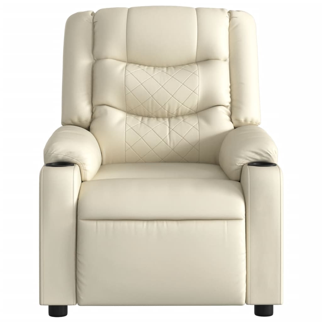 vidaXL Massage Recliner Chair Cream Faux Leather-4