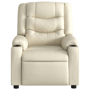 vidaXL Electric Massage Recliner Chair Cream Faux Leather-6