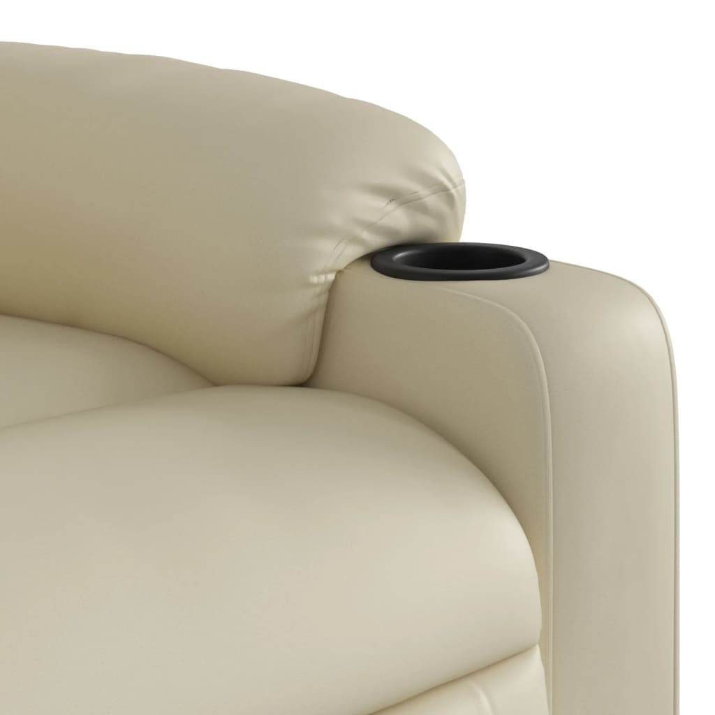 vidaXL Electric Massage Recliner Chair Cream Faux Leather-7