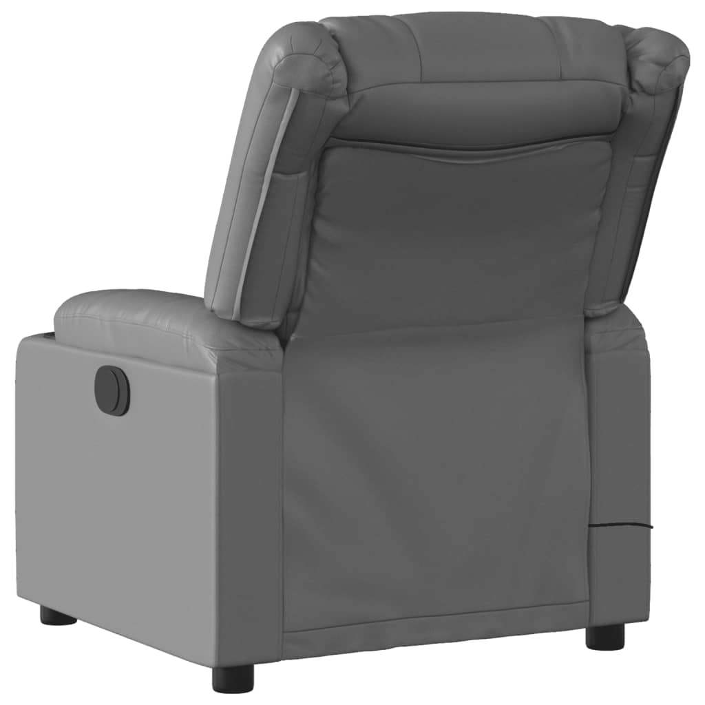 vidaXL Electric Massage Recliner Chair Gray Faux Leather-2