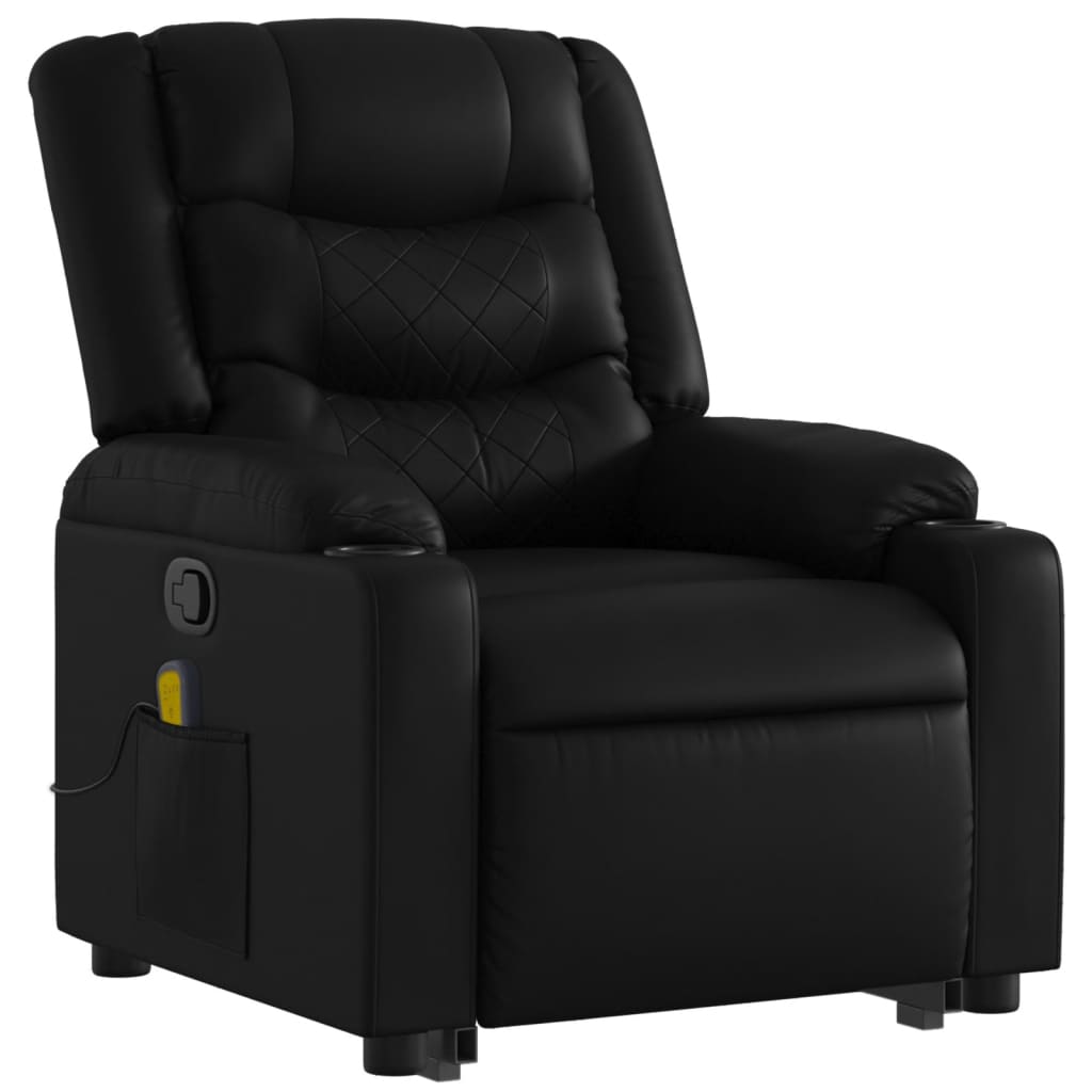 vidaXL Stand up Massage Recliner Chair Black Faux Leather-1