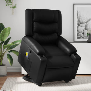 vidaXL Stand up Massage Recliner Chair Black Faux Leather-0