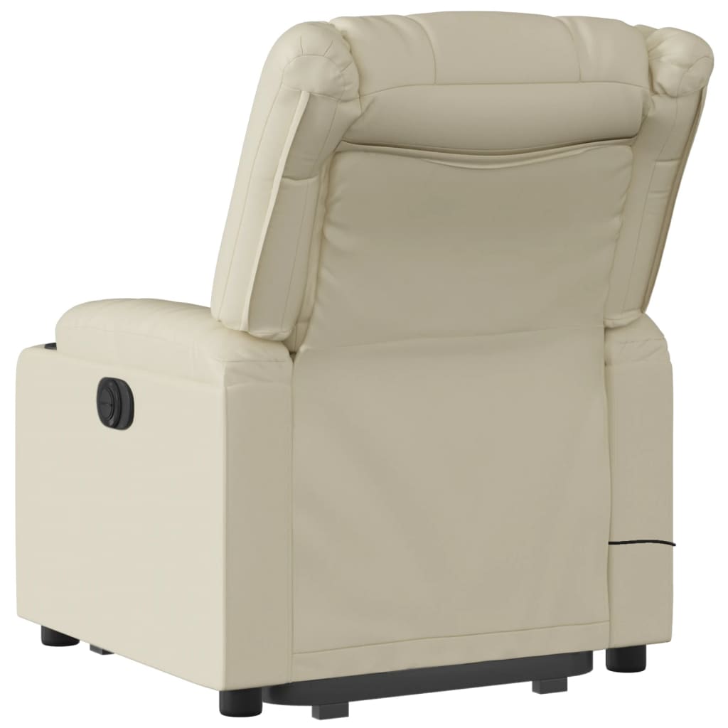 vidaXL Stand up Massage Recliner Chair Cream Faux Leather-2