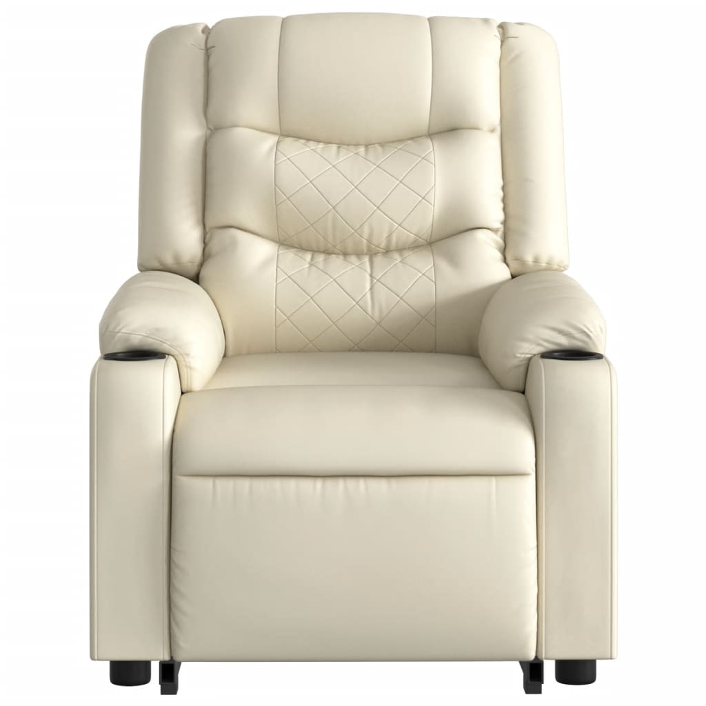 vidaXL Stand up Massage Recliner Chair Cream Faux Leather-6