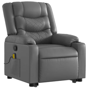 vidaXL Stand up Massage Recliner Chair Gray Faux Leather-1