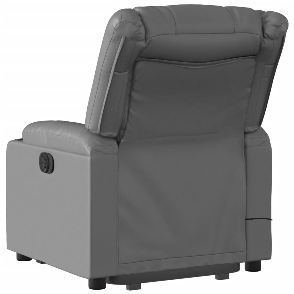 vidaXL Electric Stand up Massage Recliner Chair Gray Faux Leather-2