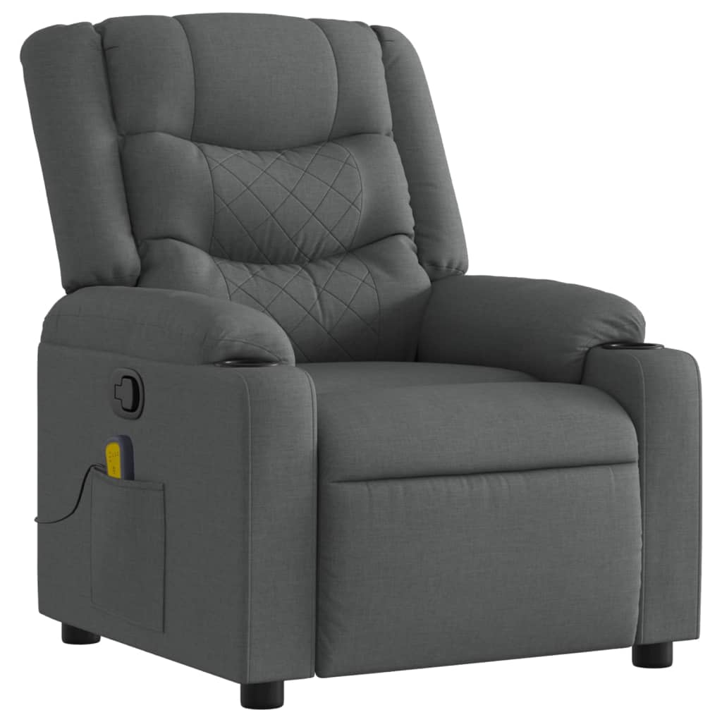 vidaXL Massage Recliner Chair Dark Gray Fabric-1