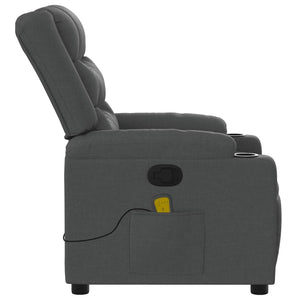 vidaXL Massage Recliner Chair Dark Gray Fabric-6