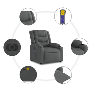 vidaXL Electric Massage Recliner Chair Dark Gray Fabric-4