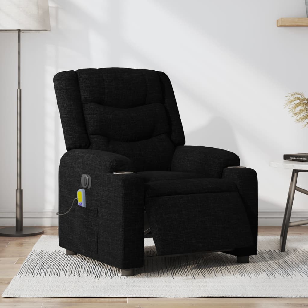 vidaXL Electric Massage Recliner Chair Black Fabric-0