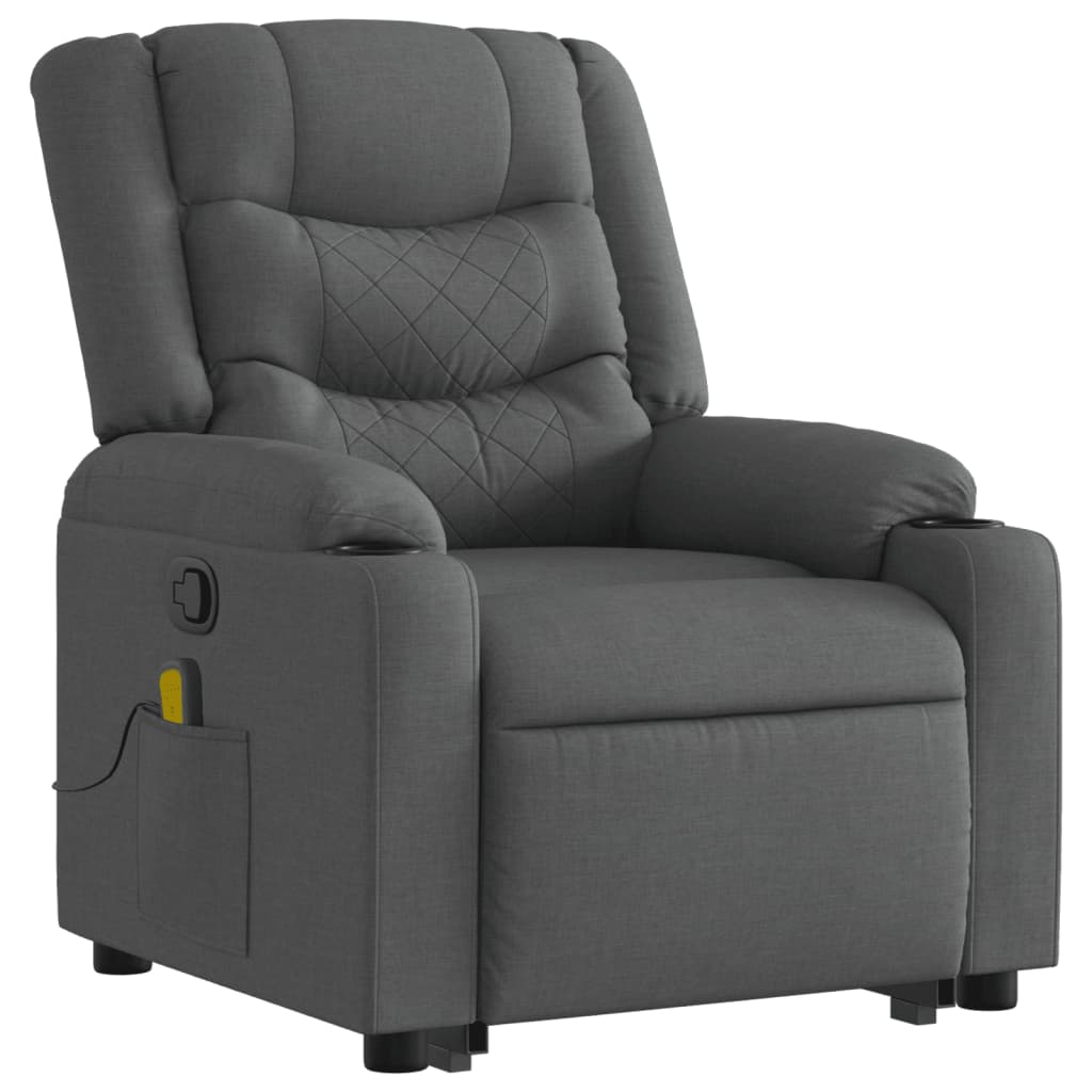 vidaXL Stand up Massage Recliner Chair Dark Gray Fabric-1