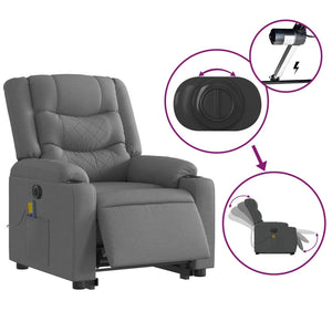 vidaXL Electric Stand up Massage Recliner Chair Dark Gray Fabric-3