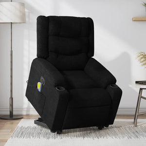 vidaXL Electric Stand up Massage Recliner Chair Black Fabric-0