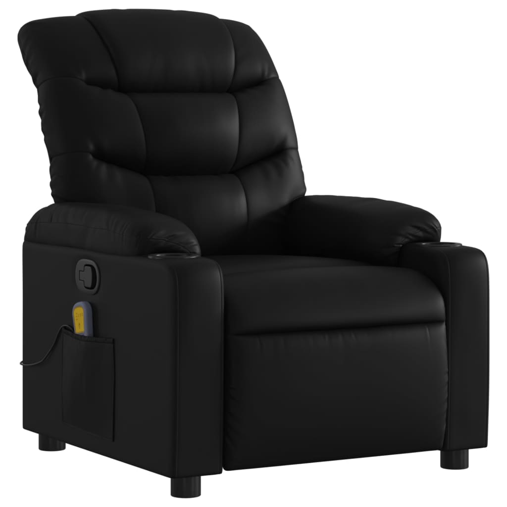 vidaXL Massage Recliner Chair Black Faux Leather-1