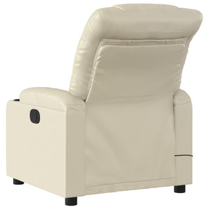 vidaXL Massage Recliner Chair Cream Faux Leather-1