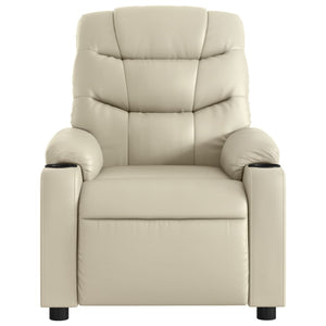 vidaXL Massage Recliner Chair Cream Faux Leather-6