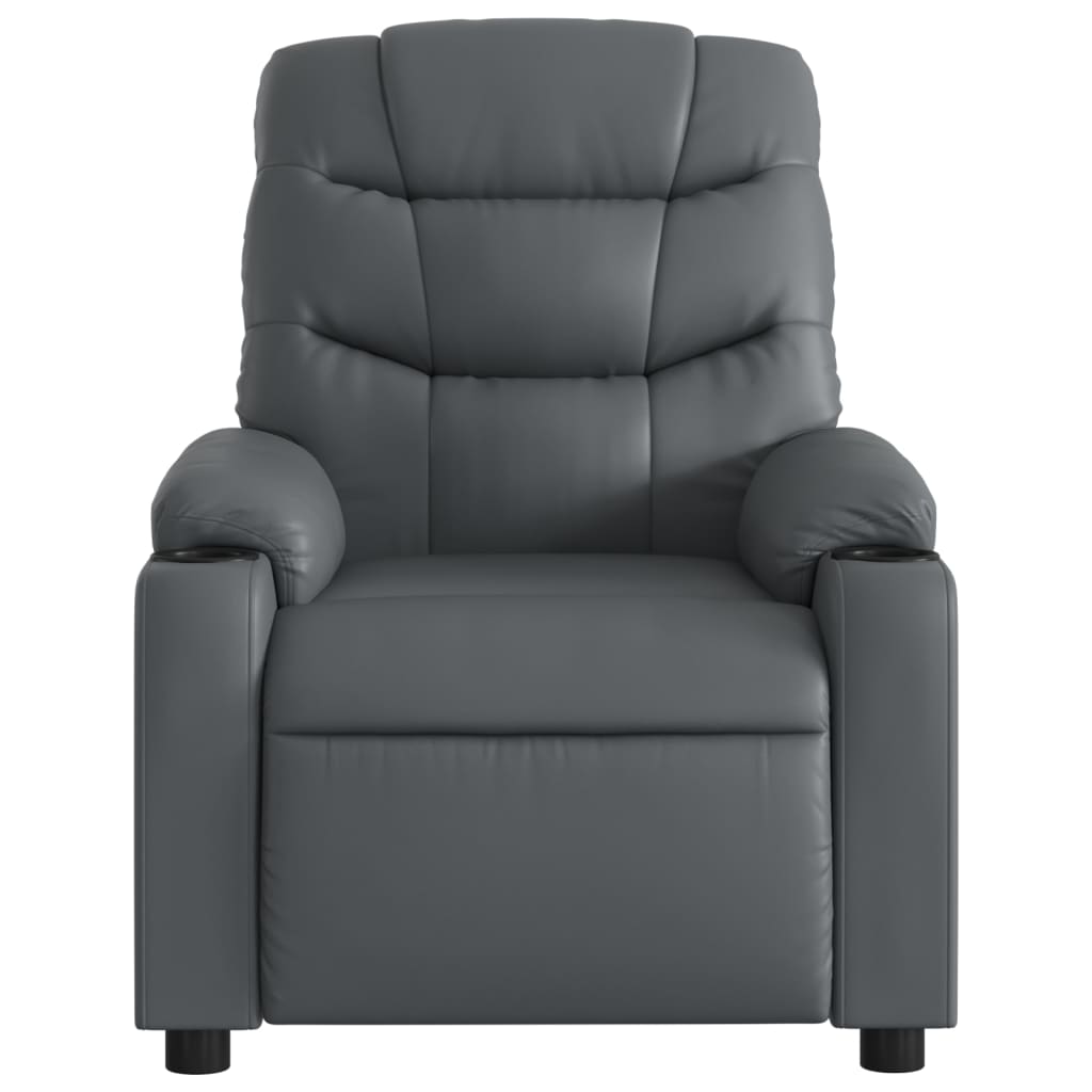 vidaXL Massage Recliner Chair Gray Faux Leather-4