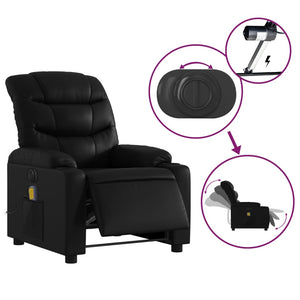 vidaXL Electric Massage Recliner Chair Black Faux Leather-3