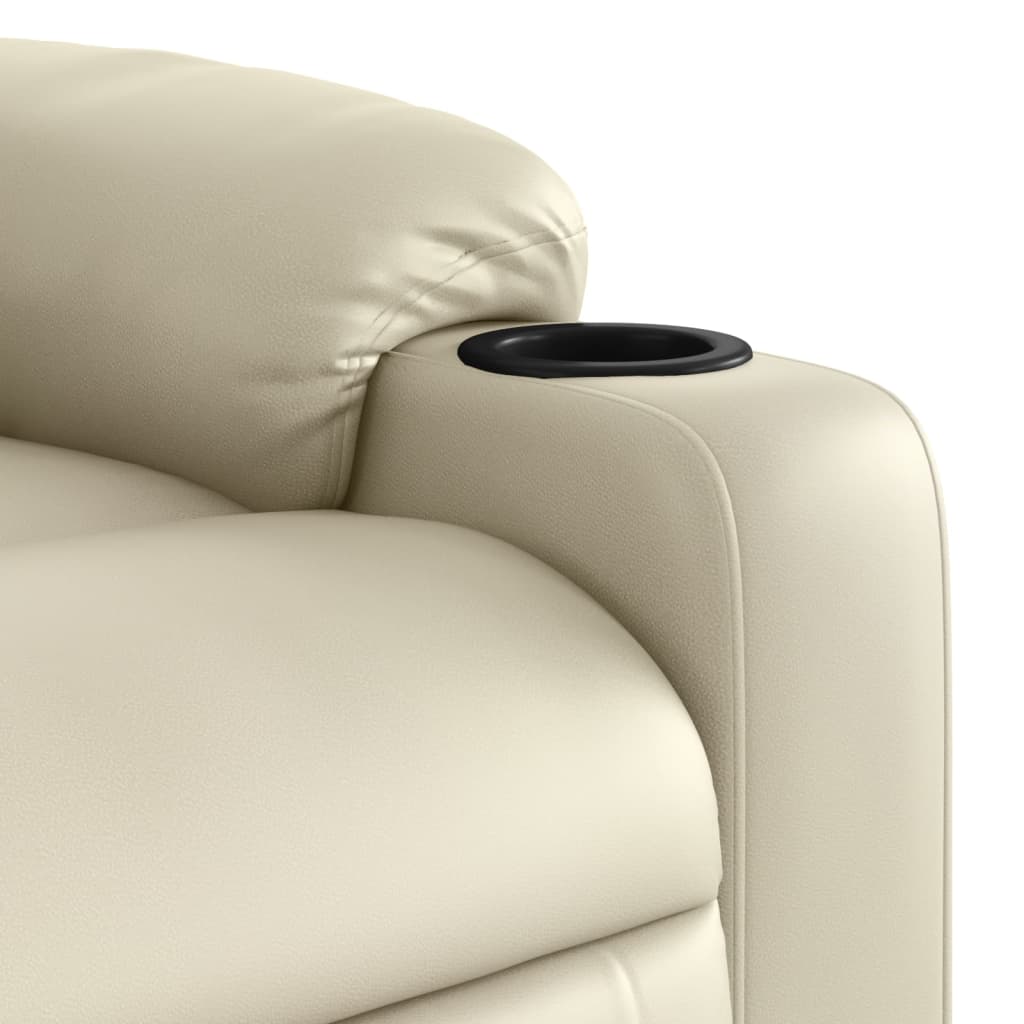 vidaXL Electric Massage Recliner Chair Cream Faux Leather-7