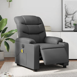 vidaXL Electric Massage Recliner Chair Gray Faux Leather-0