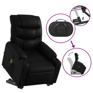 vidaXL Stand up Massage Recliner Chair Black Faux Leather-3